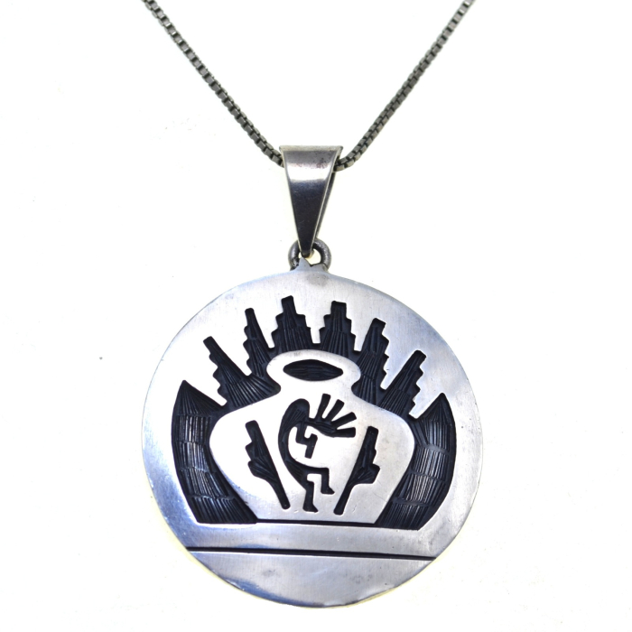 Lant argint pandant argint Hopi, zeul Kokopelli [1]