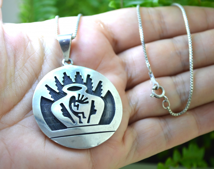 Lant argint pandant argint Hopi, zeul Kokopelli [2]