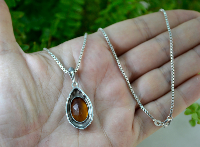 Lant argint pandant argint interbelic Bohemian Citrine Crystal art nouveau [3]