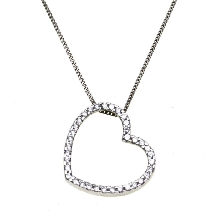 Lant argint pandant argint model Inima cristale CZ [1]