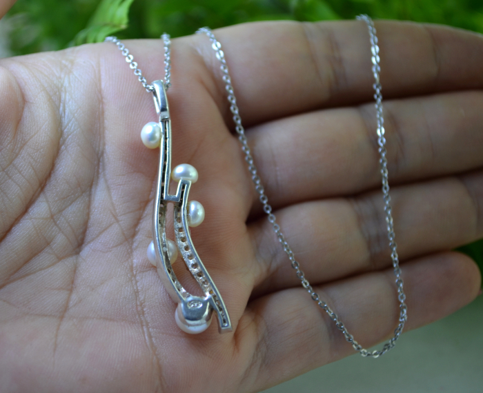 Lant argint pandant argint, perle naturale si cristale CZ [3]