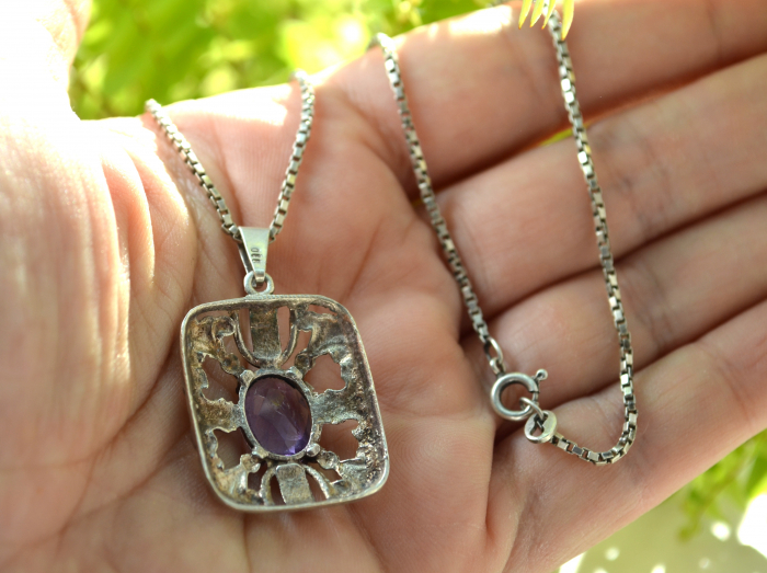 Lant argint pandant vechi scandinav, ametist [3]