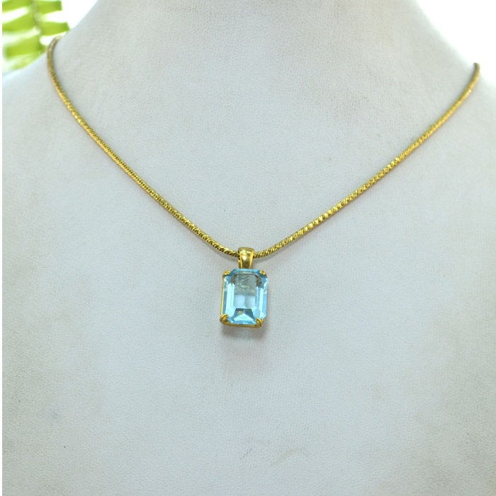 Lant argint placat aur pandant decorat Czech Bohemian Blue Topaz Crystal [4]