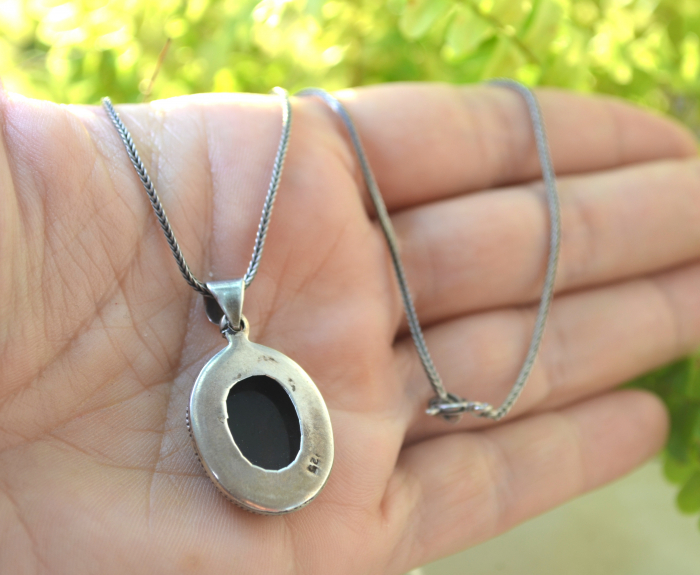 Lant argint Rope cu pandant argint, onix [3]