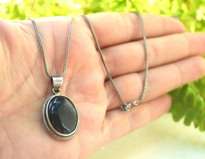 Lant argint Rope cu pandant argint, onix [2]