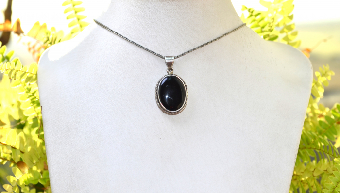 Lant argint Rope cu pandant argint, onix [4]