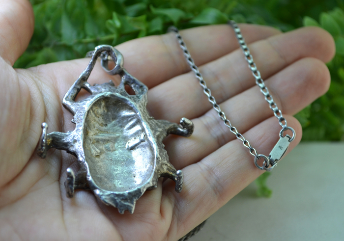 Lant argint vintage cu pandant statement  "Scarabeu" [3]