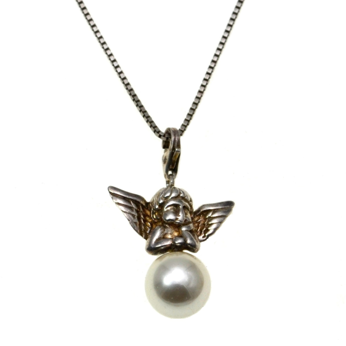 Lant argint vintage  pandantiv charm argint Ingeras putti renascentist rafael [1]