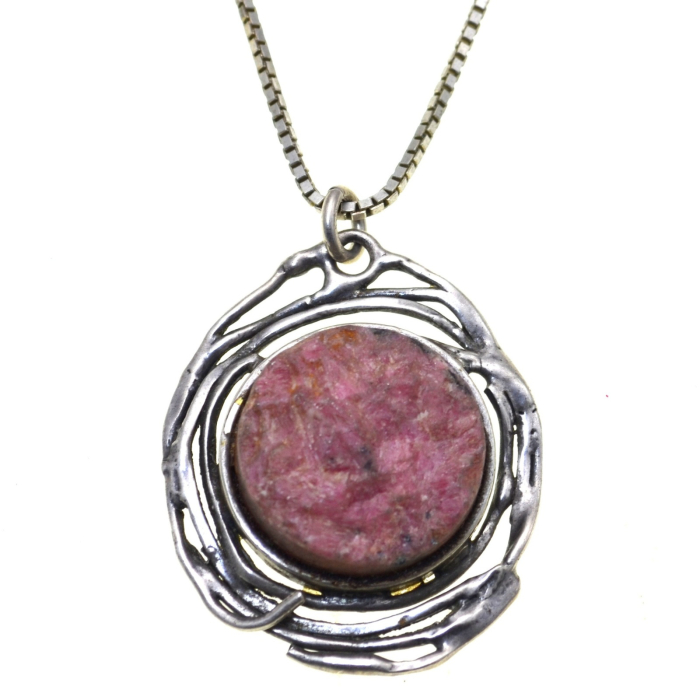 Lant lung argint cu pandant vintage, geoda de Rodonit [1]