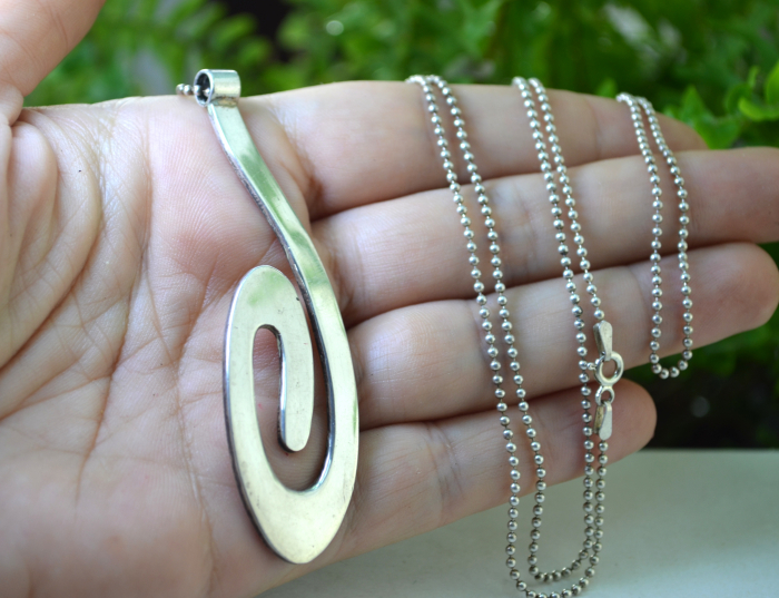 Lant lung Bead cu pandant argint Spirala Koru [2]