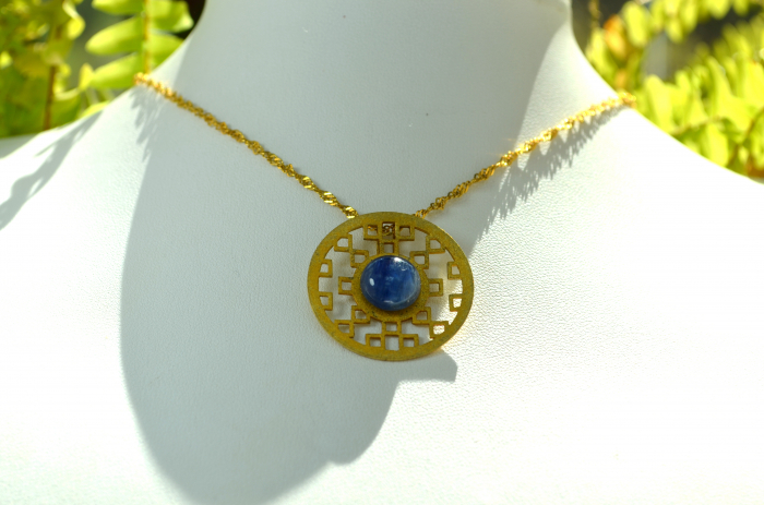 Lant Rope cu pandantiv argint aurit, semnat, Kianit [4]