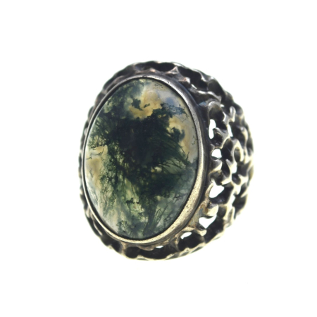 Pietre naturale - Inel argint vintage, Agat de muschi, design traforat A Vintage Collection