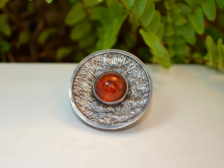 Brosa argint masiv Mid-Century chihlimbar Marea Baltica design modernist stil brutalist [3]