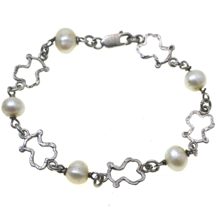 Bratari argint - Bratara argint vintage, perle naturale si ursuleti TOUS A Vintage Collection