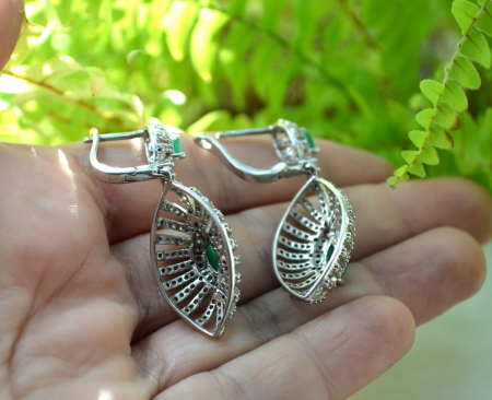 Cercei din argint vintage, design statement, cristale Green Cubic Zirconia [1]