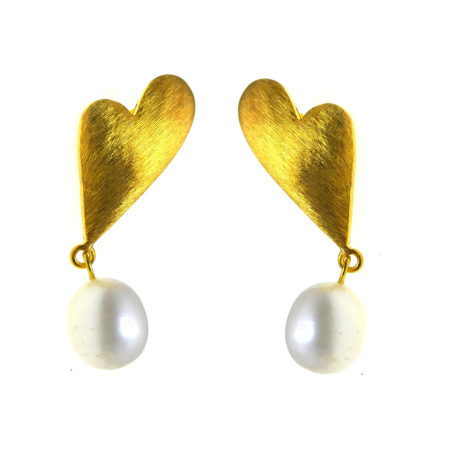 Cercei argint - Cercei argint aurit, design romantic, perle naturale A Vintage Collection