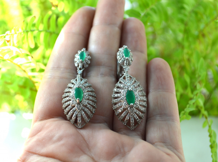 Cercei din argint vintage, design statement, cristale Green Cubic Zirconia [2]