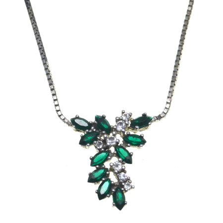 Coliere si lanturi argint - Colier argint vintage Princess, Green Crystal A Vintage Collection
