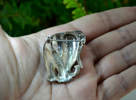 Brosa argint vintage model Elefant simbol al norocului al prosperitatii decorat marcasite rubine [2]