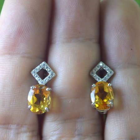 Cercei argint modernisti geometrici, Citrine si cristale CZ A Vintage Collection [1]
