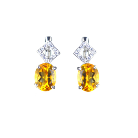 Cercei argint - Cercei argint modernisti geometrici, Citrine si cristale CZ A Vintage Collection