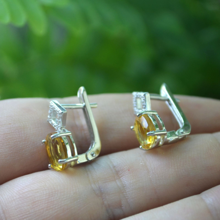 Cercei argint modernisti geometrici, Citrine si cristale CZ A Vintage Collection [2]