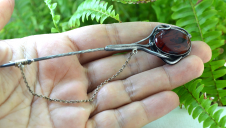 Ac de rever argint vintage, chihlimbar natural [1]