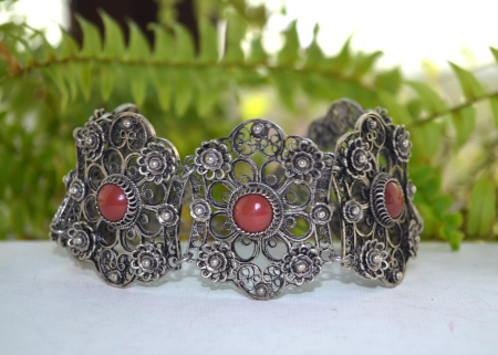 Bratara argint antica, coral rosu, filigran A Vintage Collection [1]