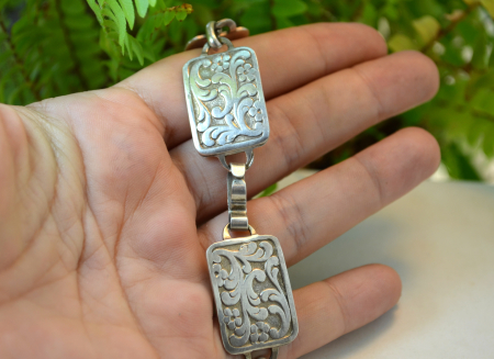 Bratara argint antica design bogat floral autentic Jugendstil atelier german [1]