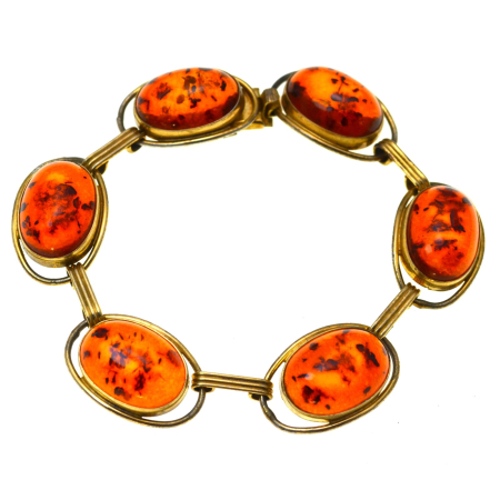 Bratari argint - Bratara argint aurit chihlimbar Mid-Century | A Vintage Collection