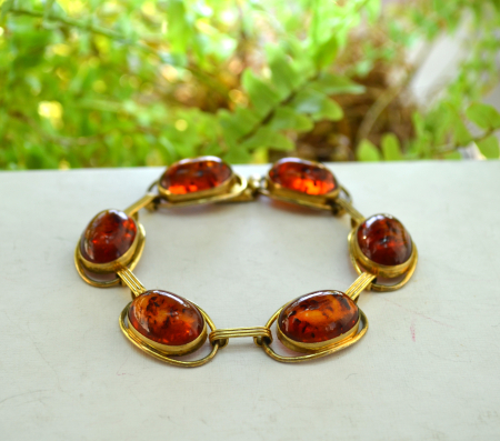 Bratara argint aurit chihlimbar Mid-Century | A Vintage Collection [3]