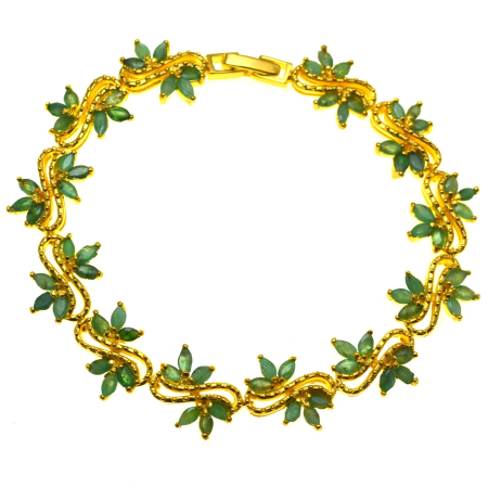 Pietre semipretioase si pretioase - Bratara argint aurit, smaralde naturale