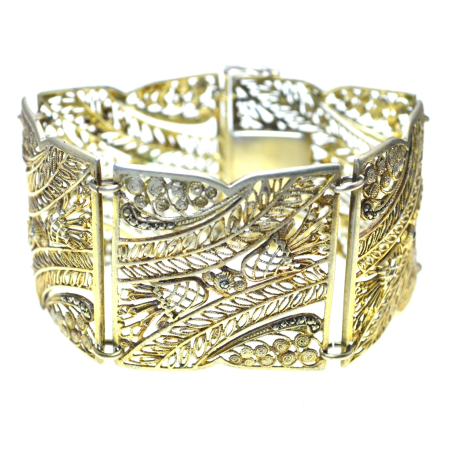 Bratari argint - Bratara argint aurit vintage, filigran