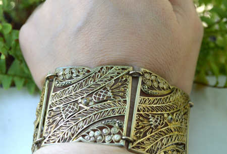 Bratara argint aurit vintage, filigran [2]