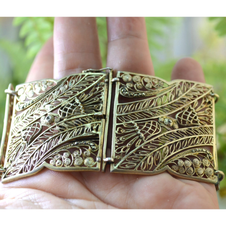 Bratara argint aurit vintage, filigran [1]