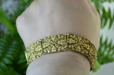 Bratara argint aurit vintage, filigran italian [1]