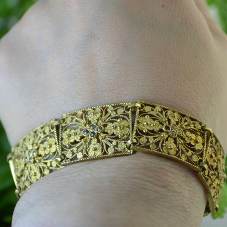 Bratara argint aurit vintage, filigran italian [1]