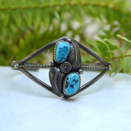 Bratara argint cuff Navajo, turcoaze, semnata Paul J A Vintage Collection [4]