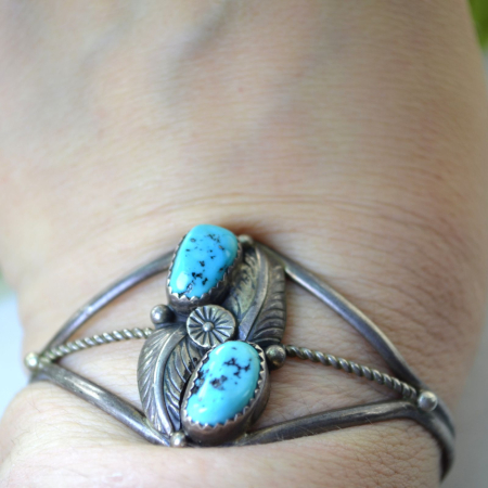 Bratara argint cuff Navajo, turcoaze, semnata Paul J A Vintage Collection [1]