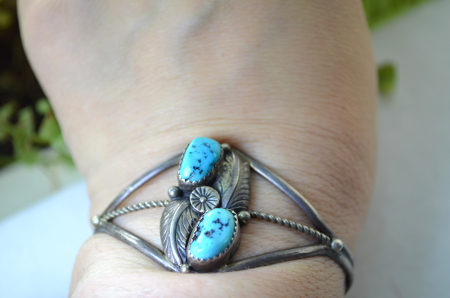 Bratara argint cuff Navajo, turcoaze, semnata Paul J A Vintage Collection [1]