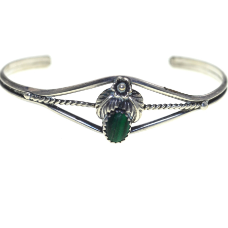 Bratari argint - Bratara argint etnica Navajo, malachit natural