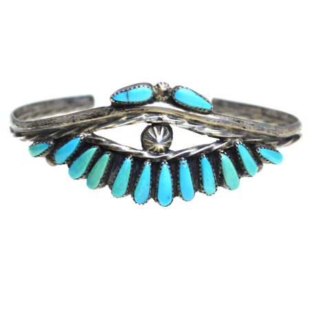 Bratari argint - Bratara argint etnica Zuni, turcoaze naturale