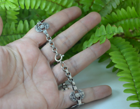 Bratara argint interbelica design floral Art Nouveau [1]