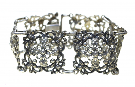 Bratara argint interbelica, design Neobaroc [2]