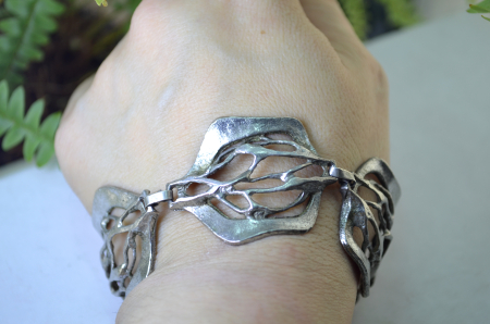 Bratara argint masiv Mid-Century sculpturala A Vintage Collection [3]