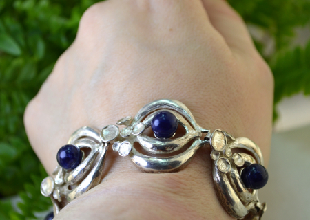 Bratara argint masiv Mid-Century, semnata designer [2]