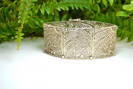 Bratara argint masiv vintage filigran bogat ornamentat lucart manual [3]