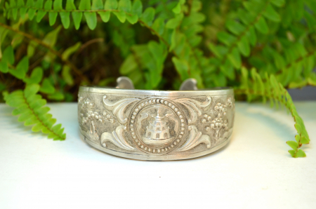 Bratara argint masiva etnica veche lucrata manual  elemente traditionale populatia Phu Thai Vietnam Laos Thailanda [1]