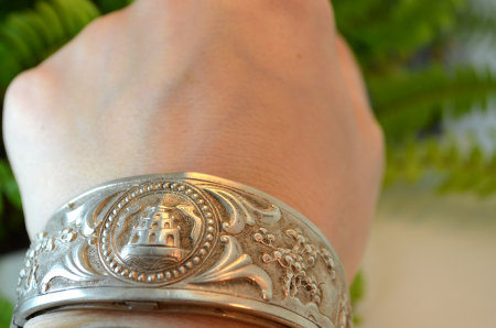 Bratara argint masiva etnica veche lucrata manual  elemente traditionale populatia Phu Thai Vietnam Laos Thailanda [3]