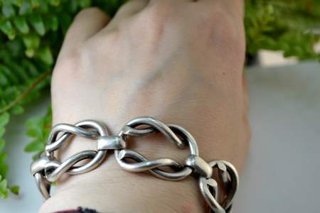 Bratara argint masiva Mid-Century model Panzer design scandinav [2]